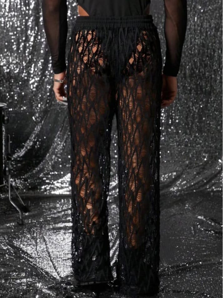 Men's Sexy Semi-Sheer Straight Long Lounge Pant